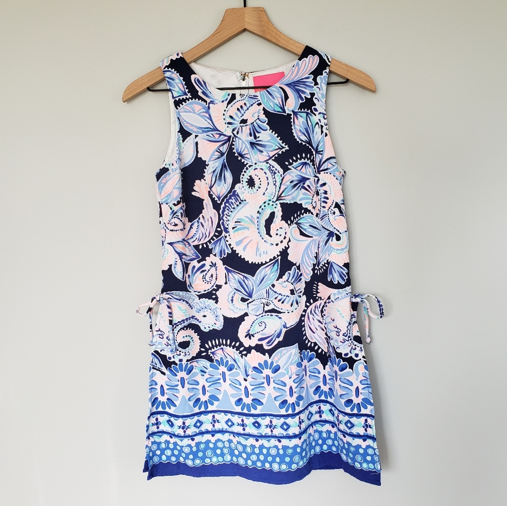 Lilly Pulitzer Donna Shift Romper Blue Pink Sz 00 - Picture 2 of 9